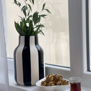 Black and White Striped Vase
